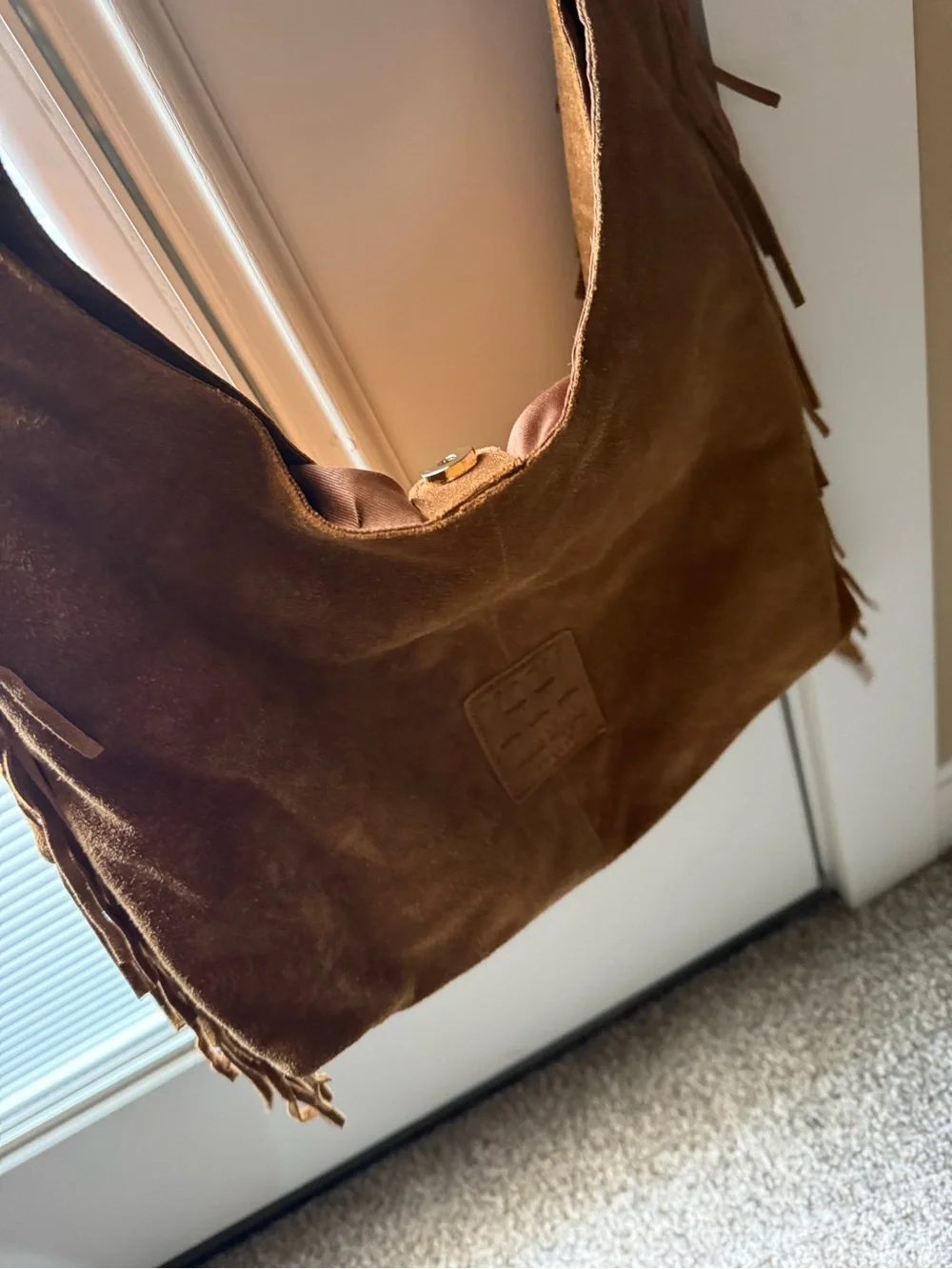 Haute Hippie Brown Suede Fringe Hobo Bag